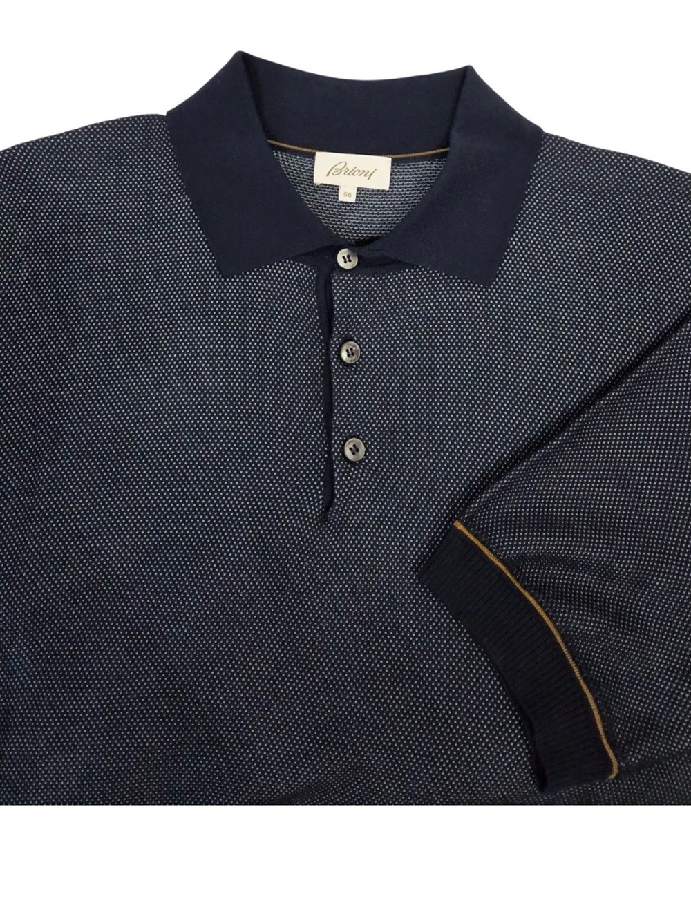 Brioni Navy Polo with Contrast Trim XL